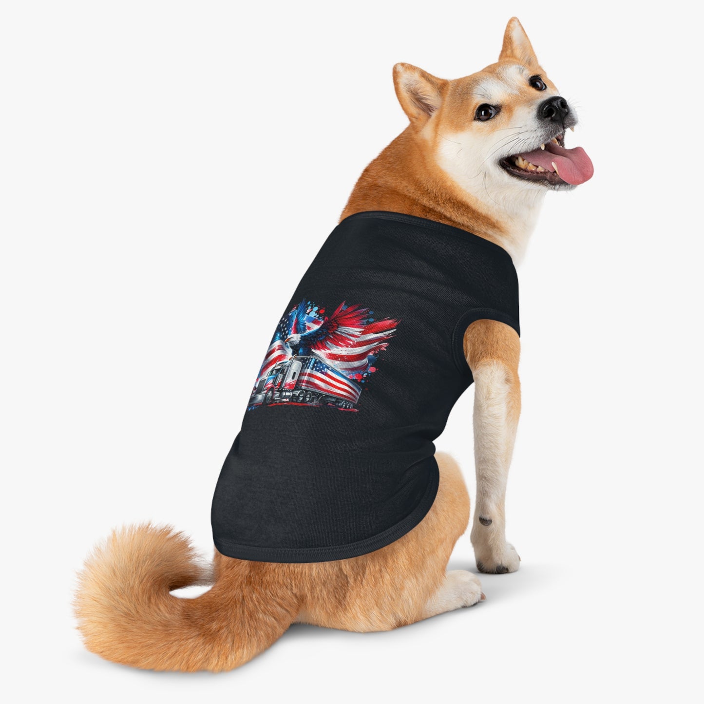 Princess Grace Patriotic Pet Tank Top with Eagle and Truck Design