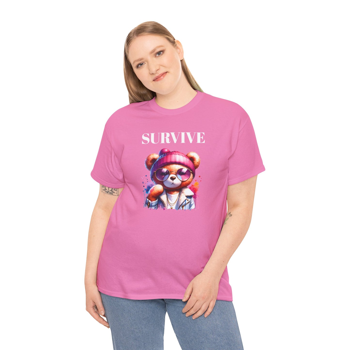Princess Grace Survive Bear Graphic Tee Unisex Heavy Cotton T-Shirt