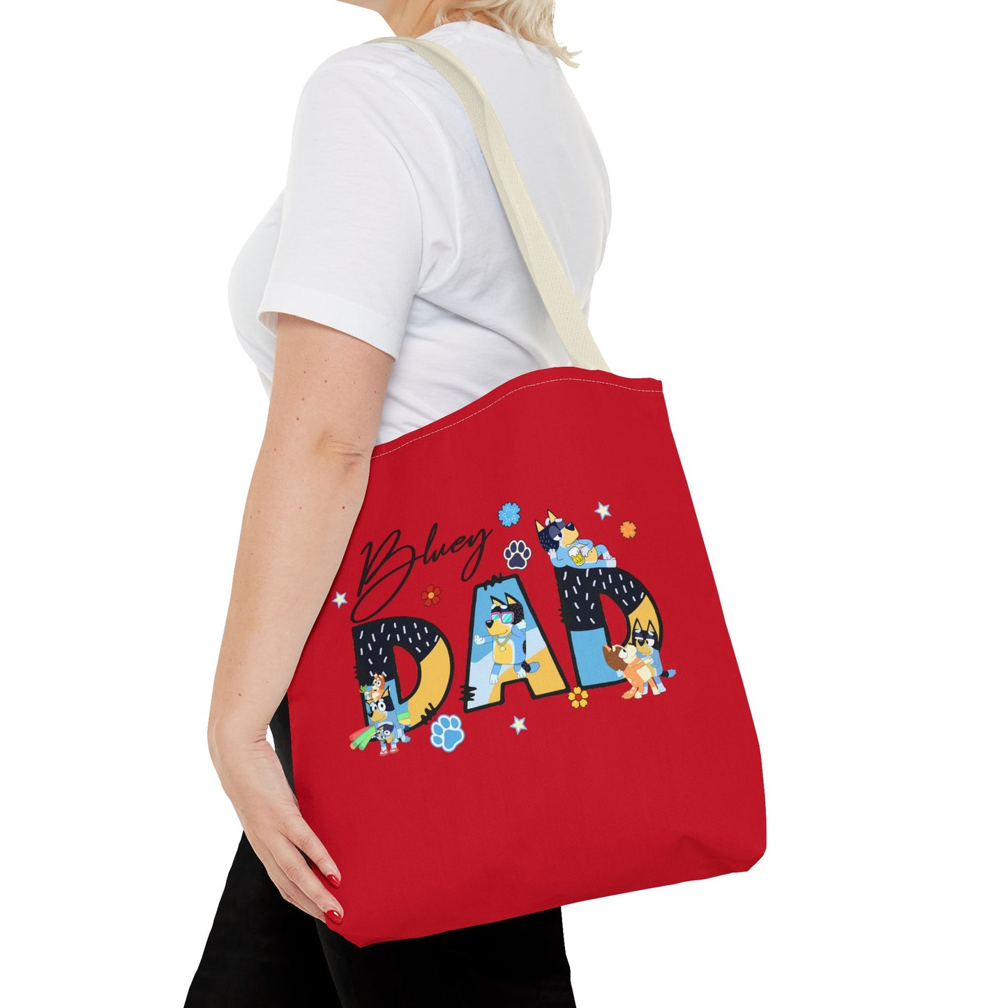 Princess Grace Colorful Bluey Dad Tote Bag Perfect Gift for Dog Lovers