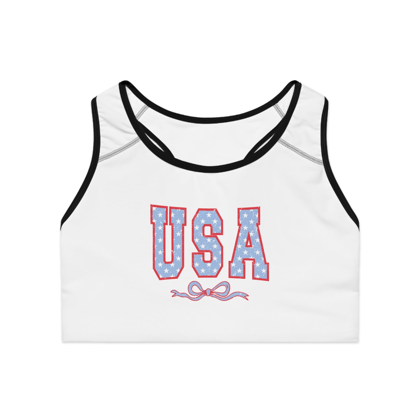 Princess Grace Patriotic USA Sports Bra Comfortable Active Wear for Fitness Enthusiasts