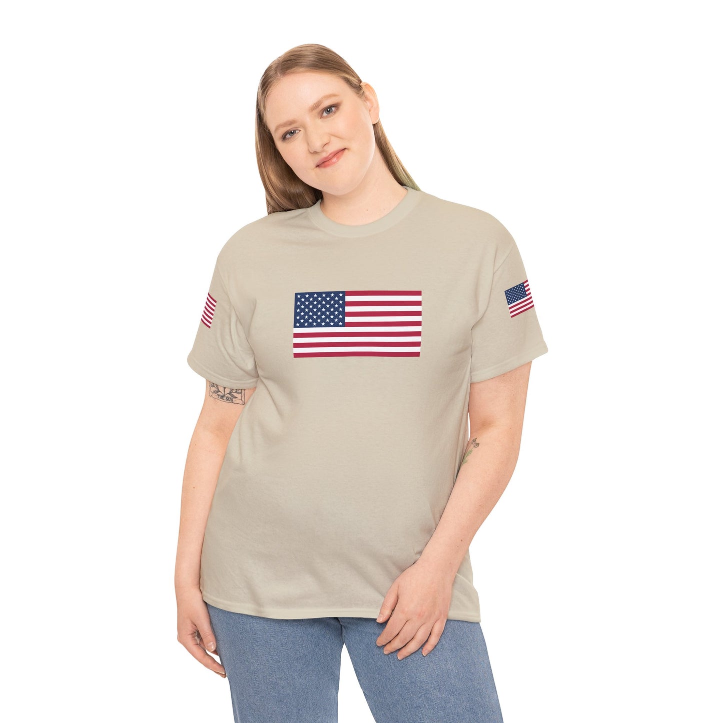Princess Grace Patriotic Unisex Heavy Cotton Tee with USA Flag Design
