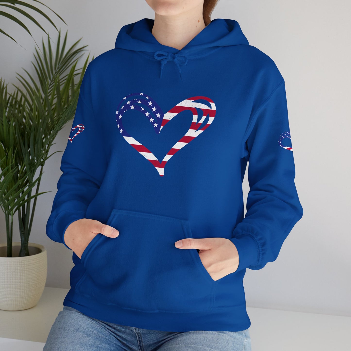 Princess Grace Patriotic Heart Unisex Hoodie Comfortable Heavy Blend Sweatshirt for Independence Day and Everyday Wear