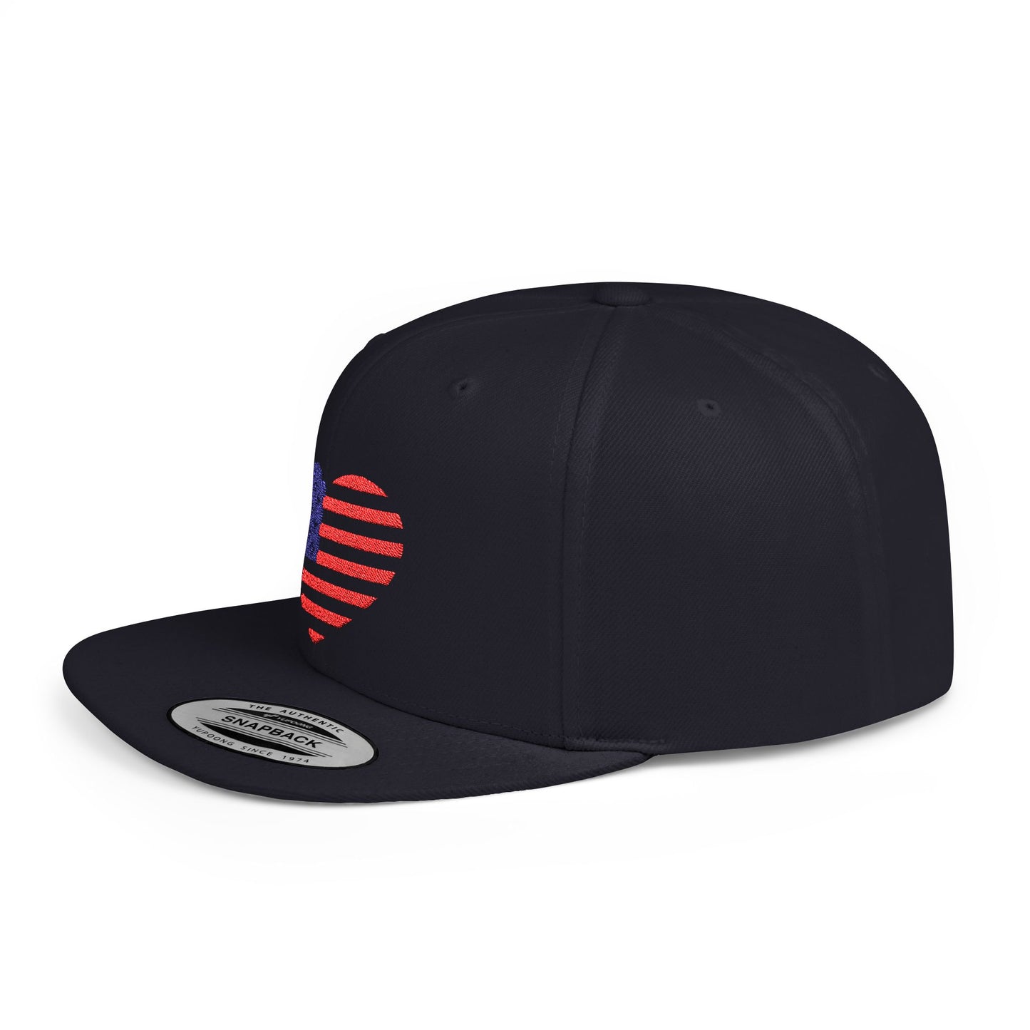 Princess Grace Patriotic Heart Flat Bill Snapback Cap