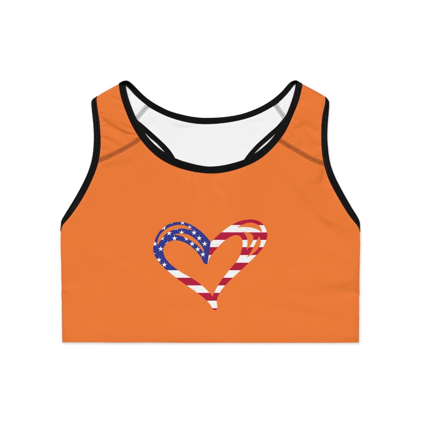 Princess Grace Patriotic Heart Sports Bra Comfortable Activewear for Fitness & Holidays