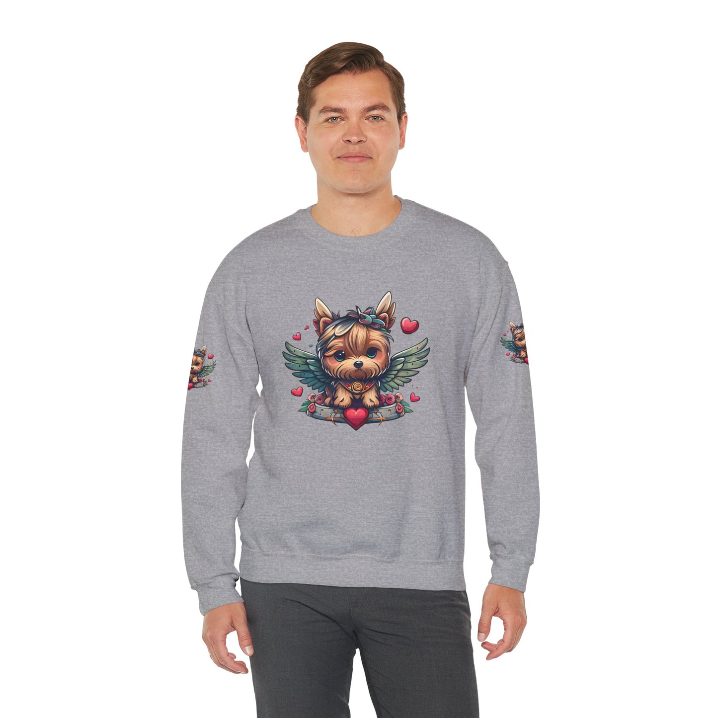 Princess Grace Cute Yorkie Wings Crewneck Sweatshirt Perfect Gift for Dog Lovers
