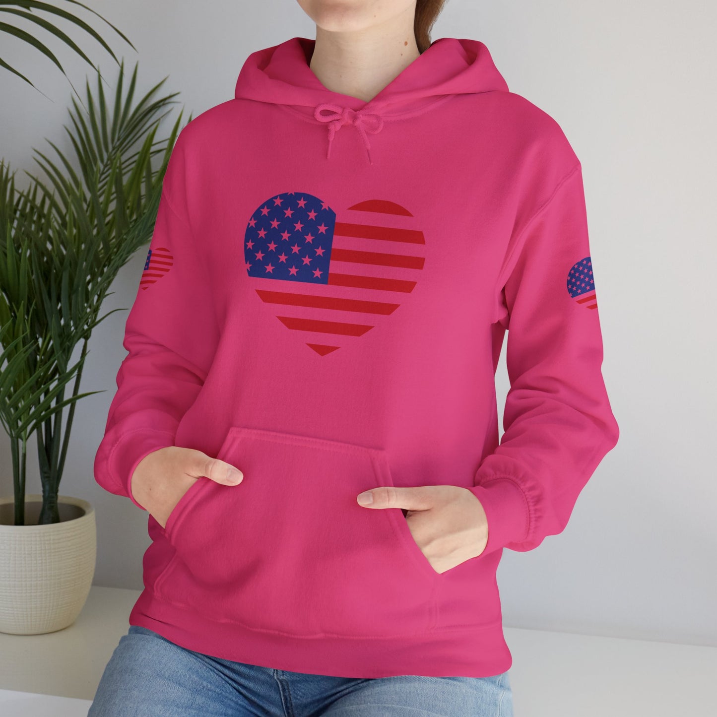 Princess Grace Patriotic Heart Design Unisex Hoodie Perfect for Holidays and Celebrations