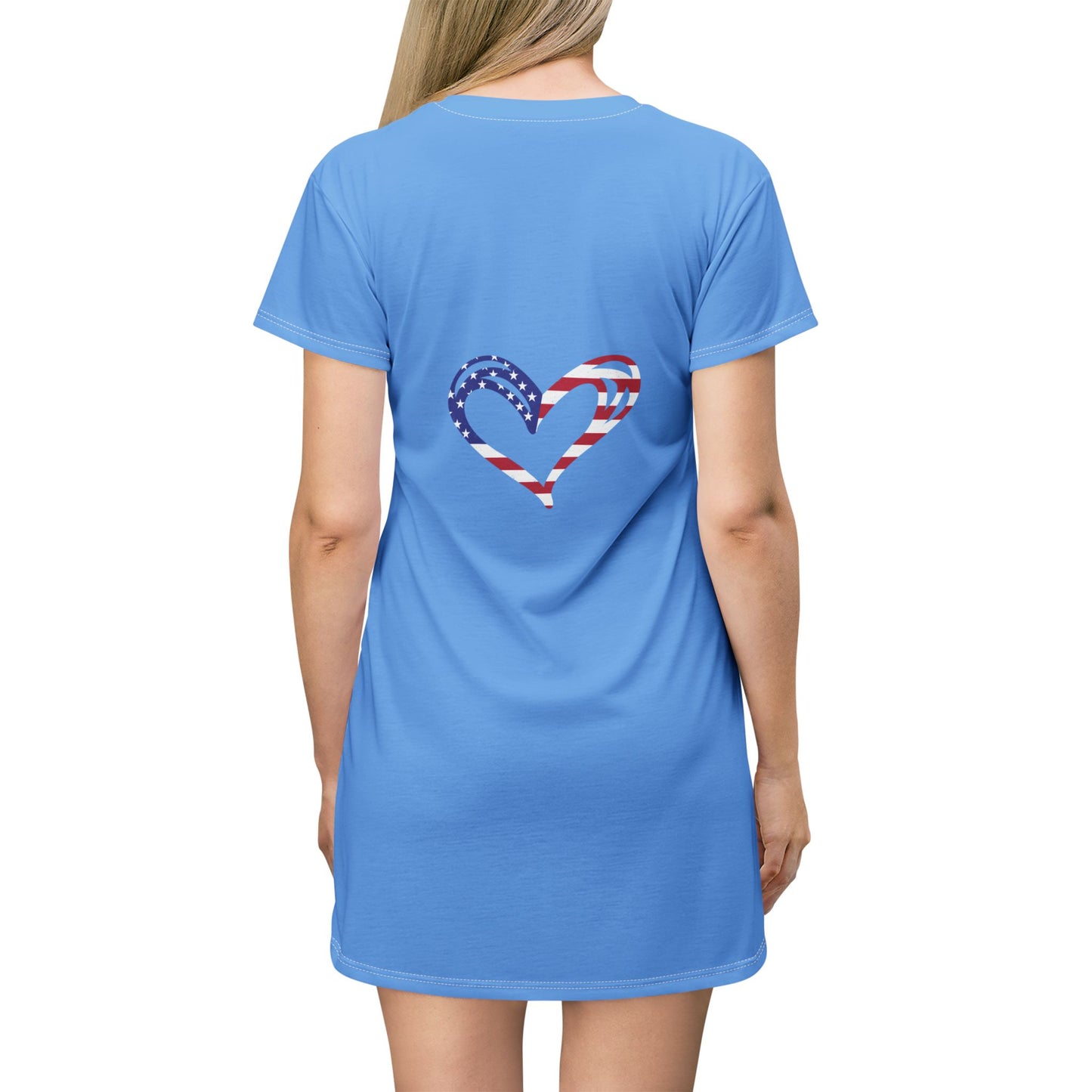 Princess Grace Patriotic Love T-Shirt Dress with Heart Design
