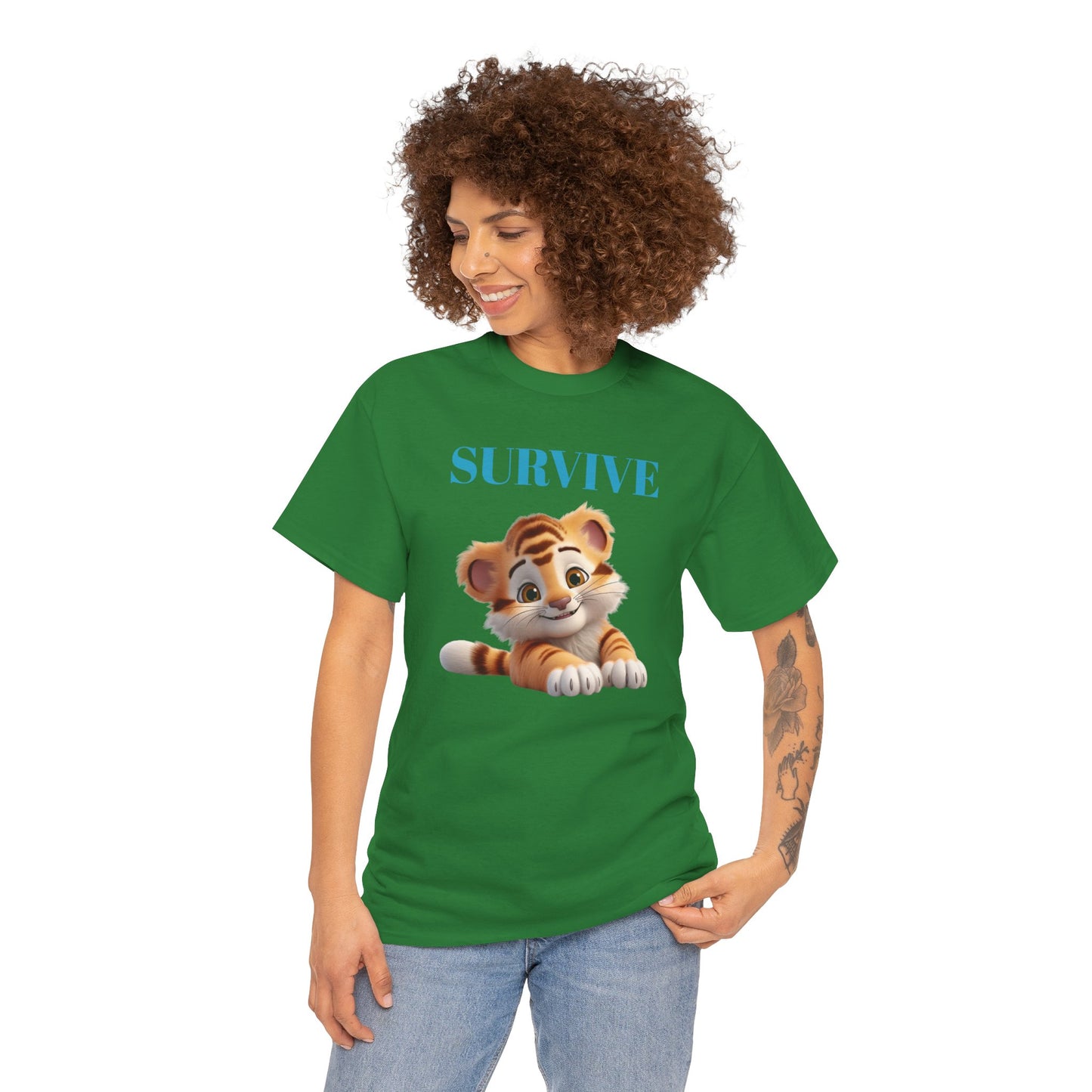 Princess Grace Survive Tiger Unisex Heavy Cotton Tee Cute Animal Graphic