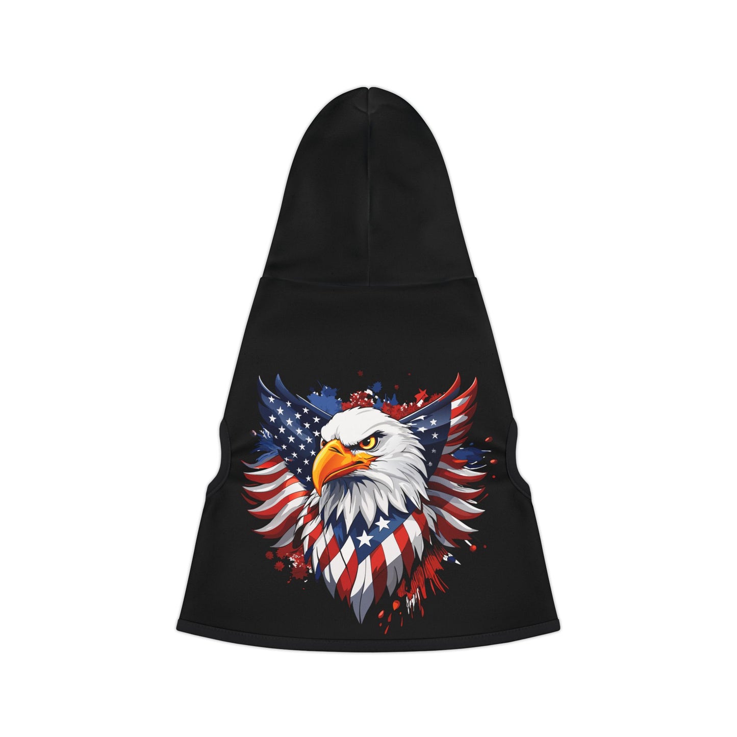 Princess Grace Patriotic Eagle Pet Hoodie Black Hooded Dog Sweater for Celebrations