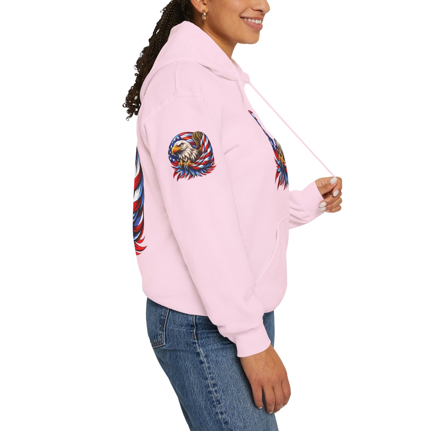 Princess Grace Patriotic Eagle Hoodie Unisex Heavy Blend Sweatshirt with American Flag Design