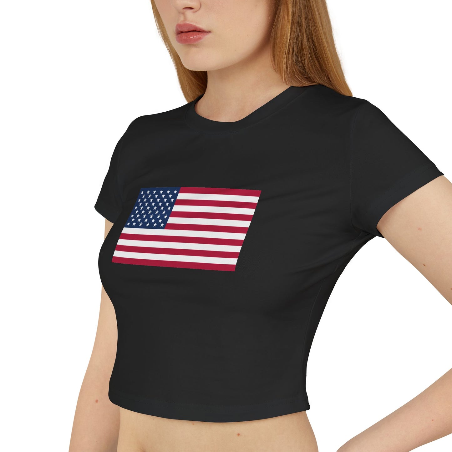 Princess Grace Patriotic Women's Baby Tee Celebratory American Flag Design