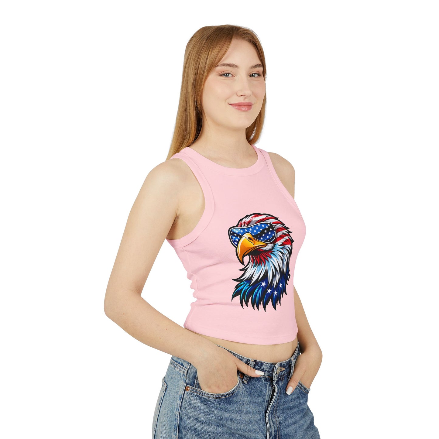 Princess Grace Patriotic Eagle Racer Tank Top USA Inspired Women's Activewear