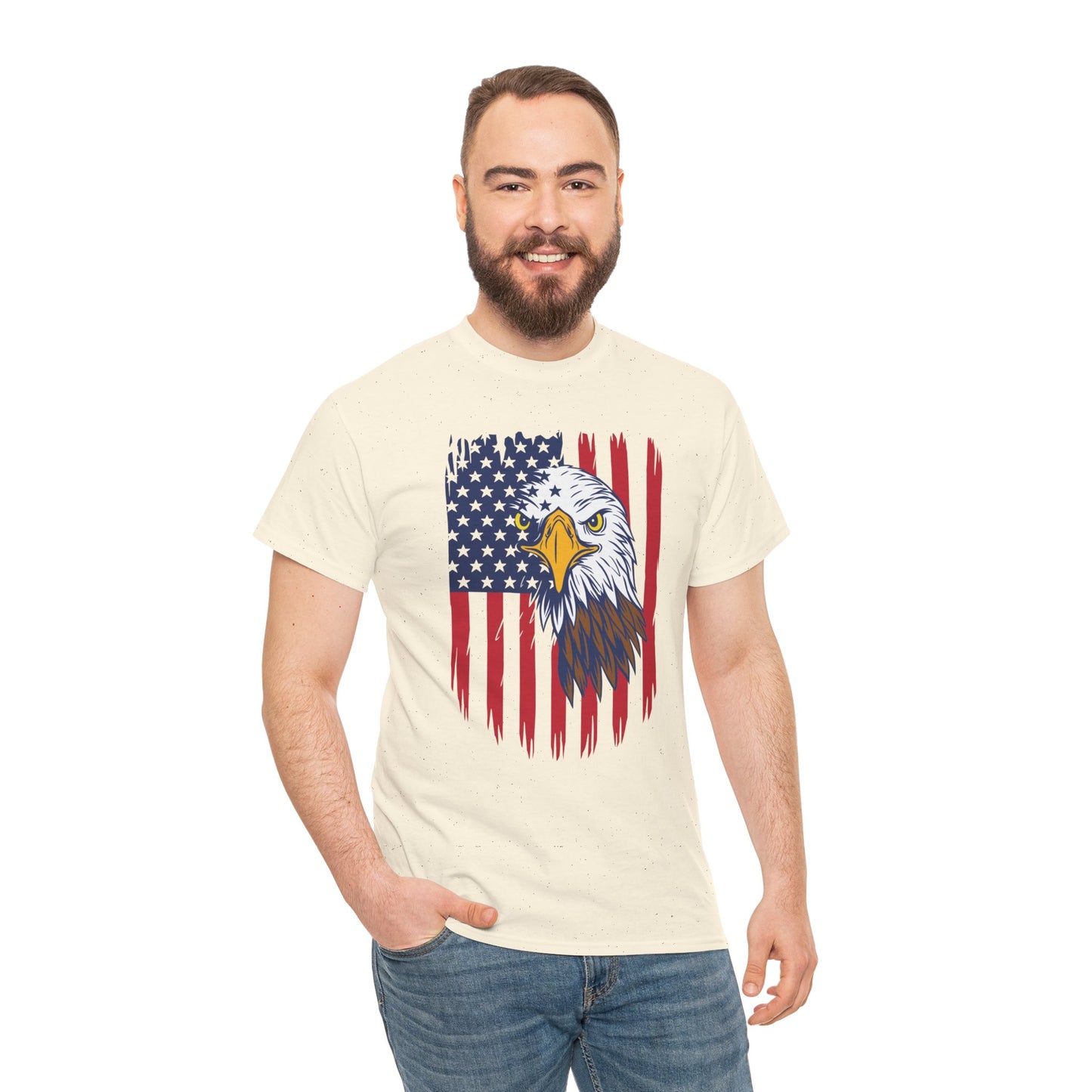 Princess Grace Eagle & American Flag Unisex Heavy Cotton Tee Patriotic Apparel for All Occasions