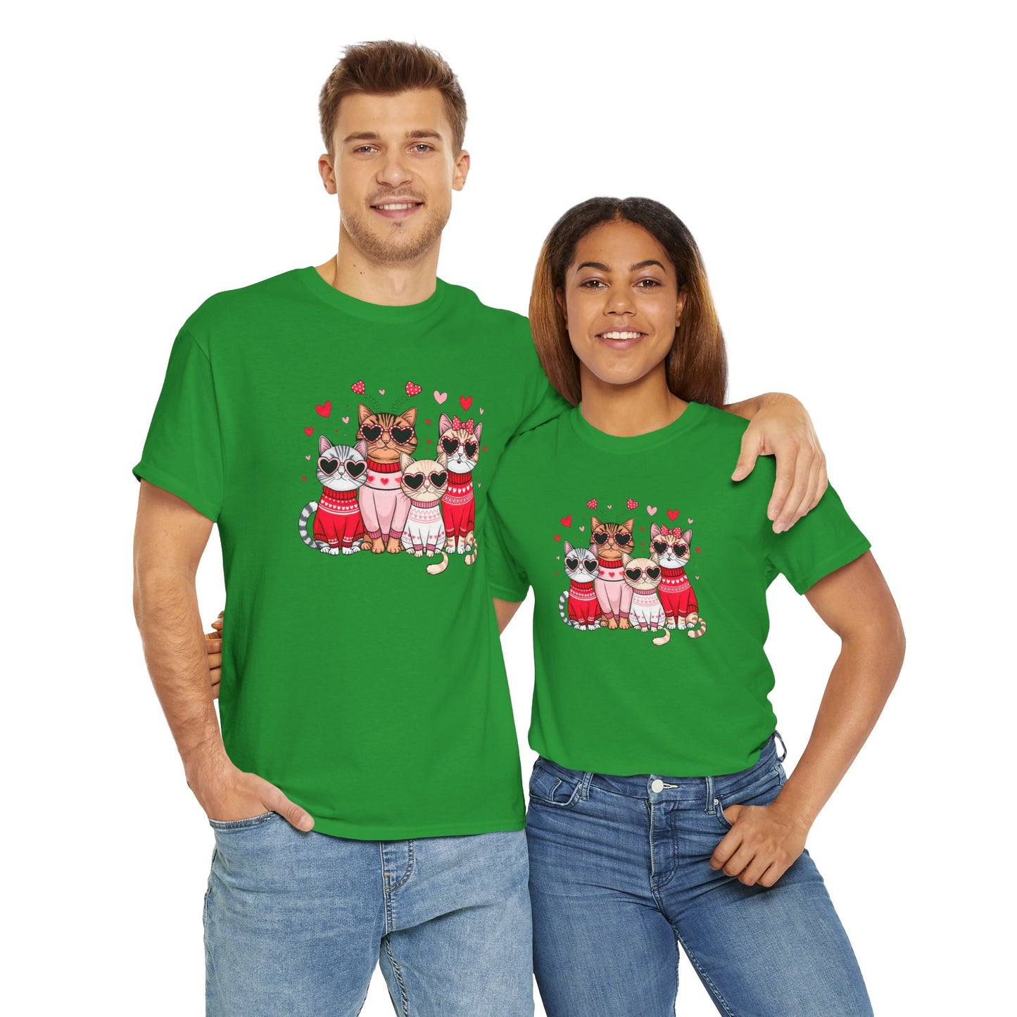 Princess Grace Cute Cat Lovers Unisex Heavy Cotton Tee Adorable Cats in Sweaters
