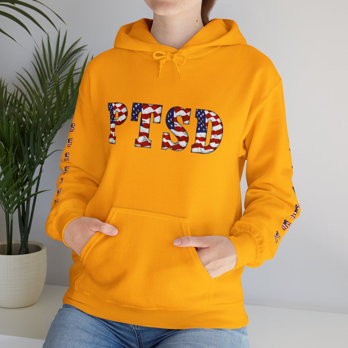 Princess Grace PTSD Awareness Unisex Heavy Blend Hoodie Support Survivors with American Flag Design