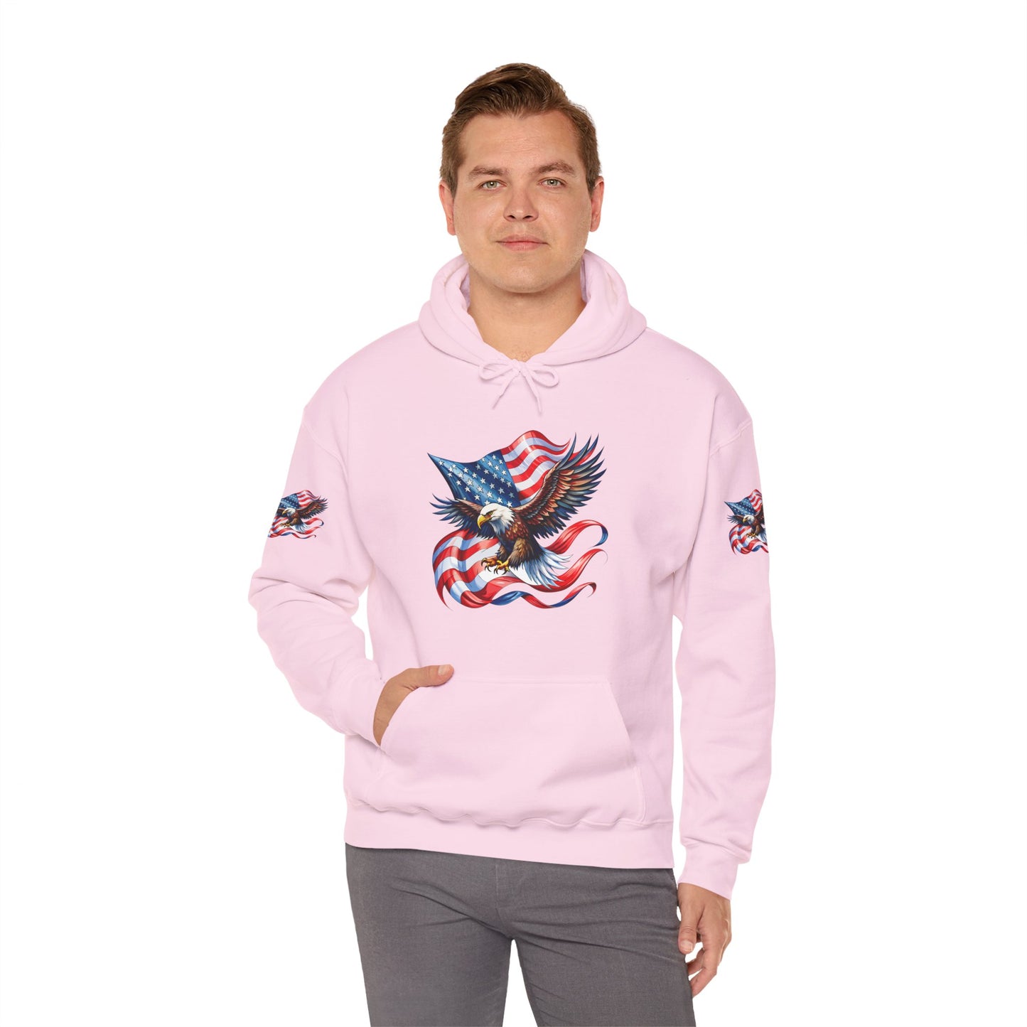 Princess Grace Patriotic Eagle Hoodie Unisex Heavy Blend Sweatshirt with American Flag Design