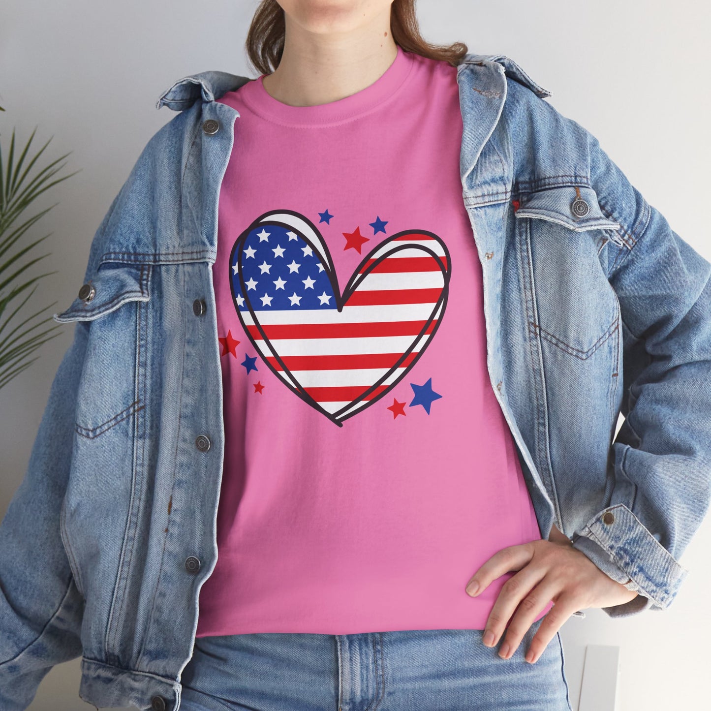 Princess Grace Patriotic Heart Unisex Heavy Cotton Tee USA Love T-Shirt
