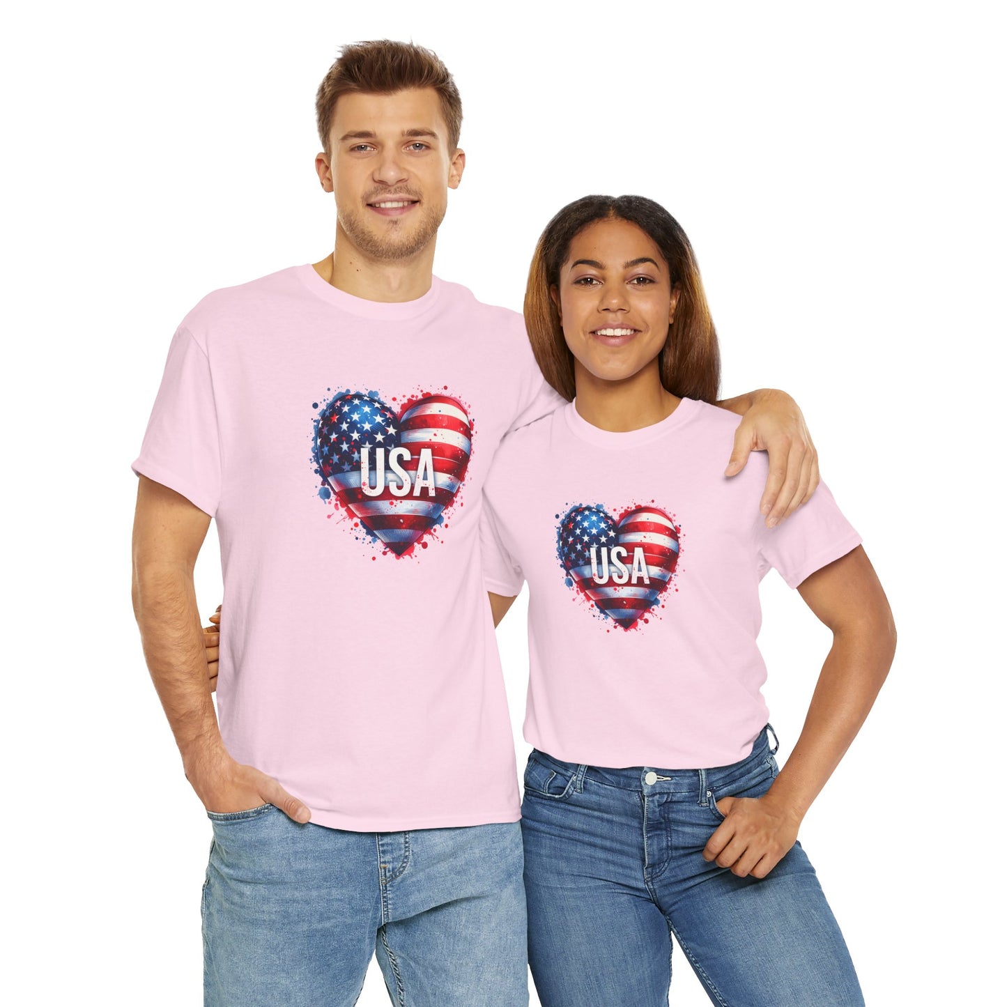 Princess Grace Patriotic Heart Unisex Cotton Tee USA Freedom Shirt
