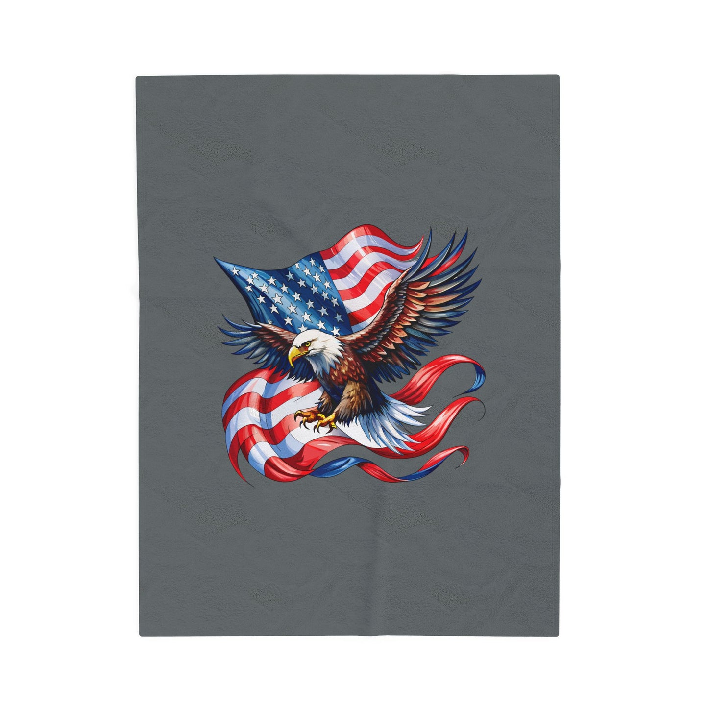 Princess Grace Patriotic Eagle Velveteen Plush Blanket Cozy Americana Decor