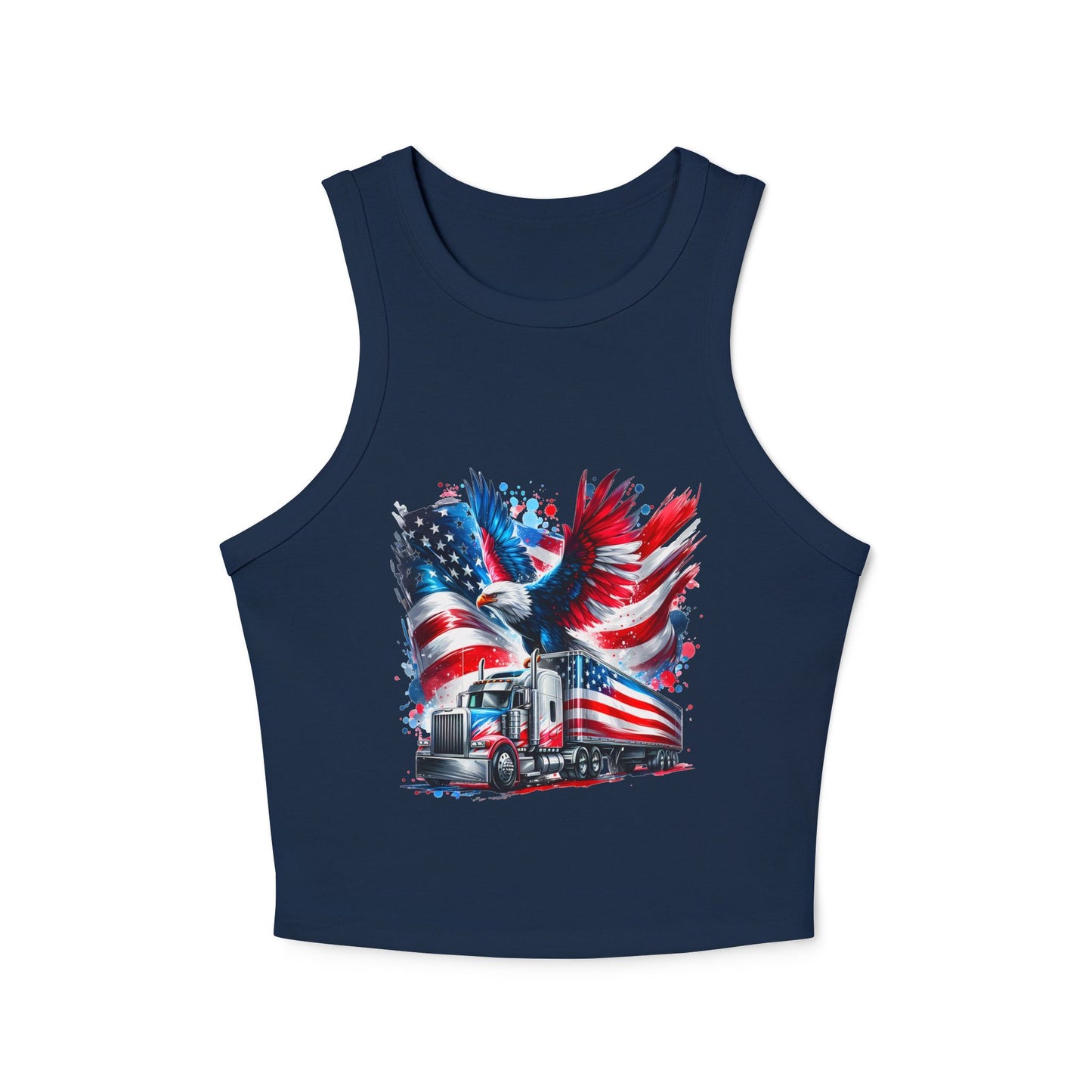Princess Grace Patriotic Women's Racer Tank Top USA Truck & Eagle Design
