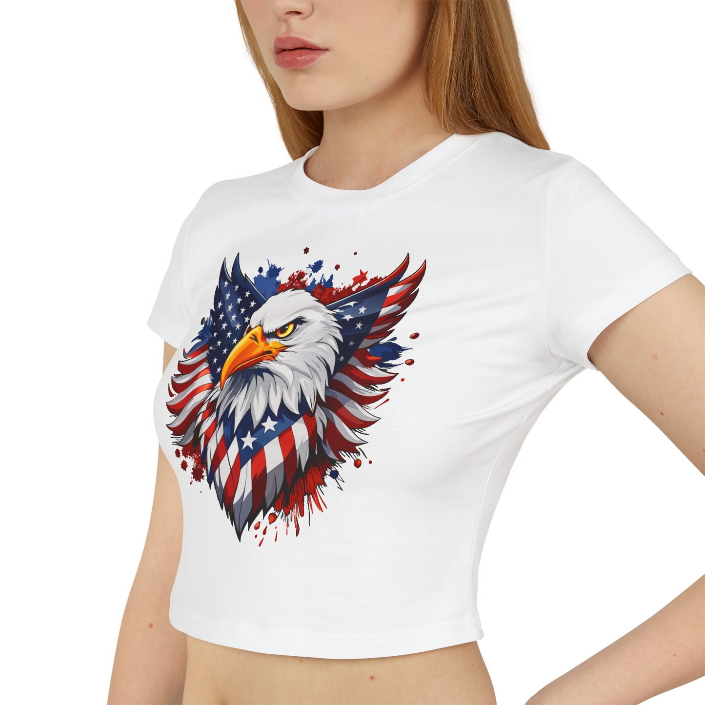 Princess Grace Patriotic Women's Baby Tee American Eagle Graphic Shirt