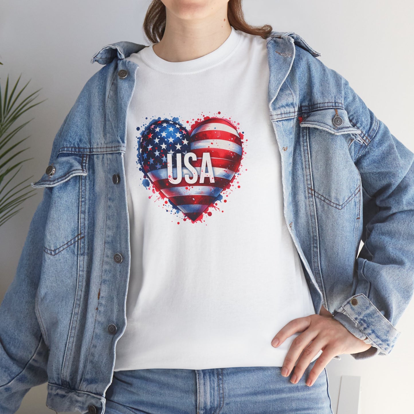 Princess Grace Patriotic Heart Unisex Cotton Tee USA Freedom Shirt