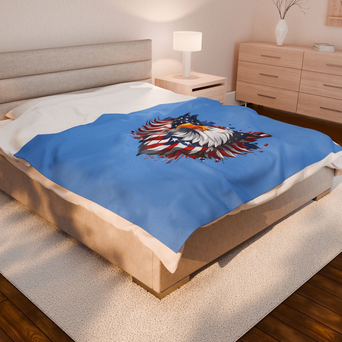 Princess Grace Patriotic Velveteen Plush Blanket with Eagle Design