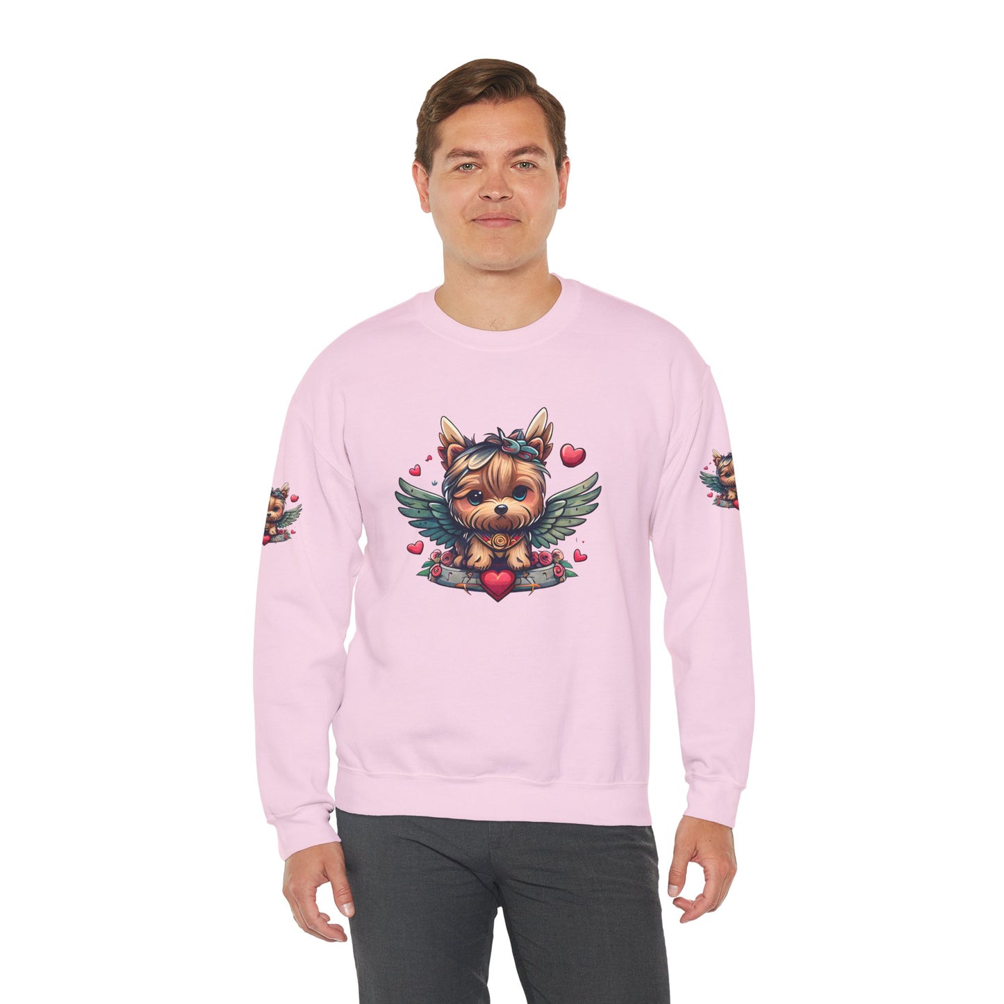 Princess Grace Cute Yorkie Wings Crewneck Sweatshirt Perfect Gift for Dog Lovers