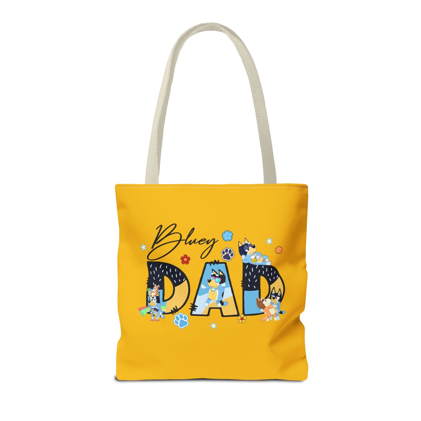 Princess Grace Bluey Dad Tote Bag Bright Yellow Dog Lovers Tote for Father's Day and Casual Outings