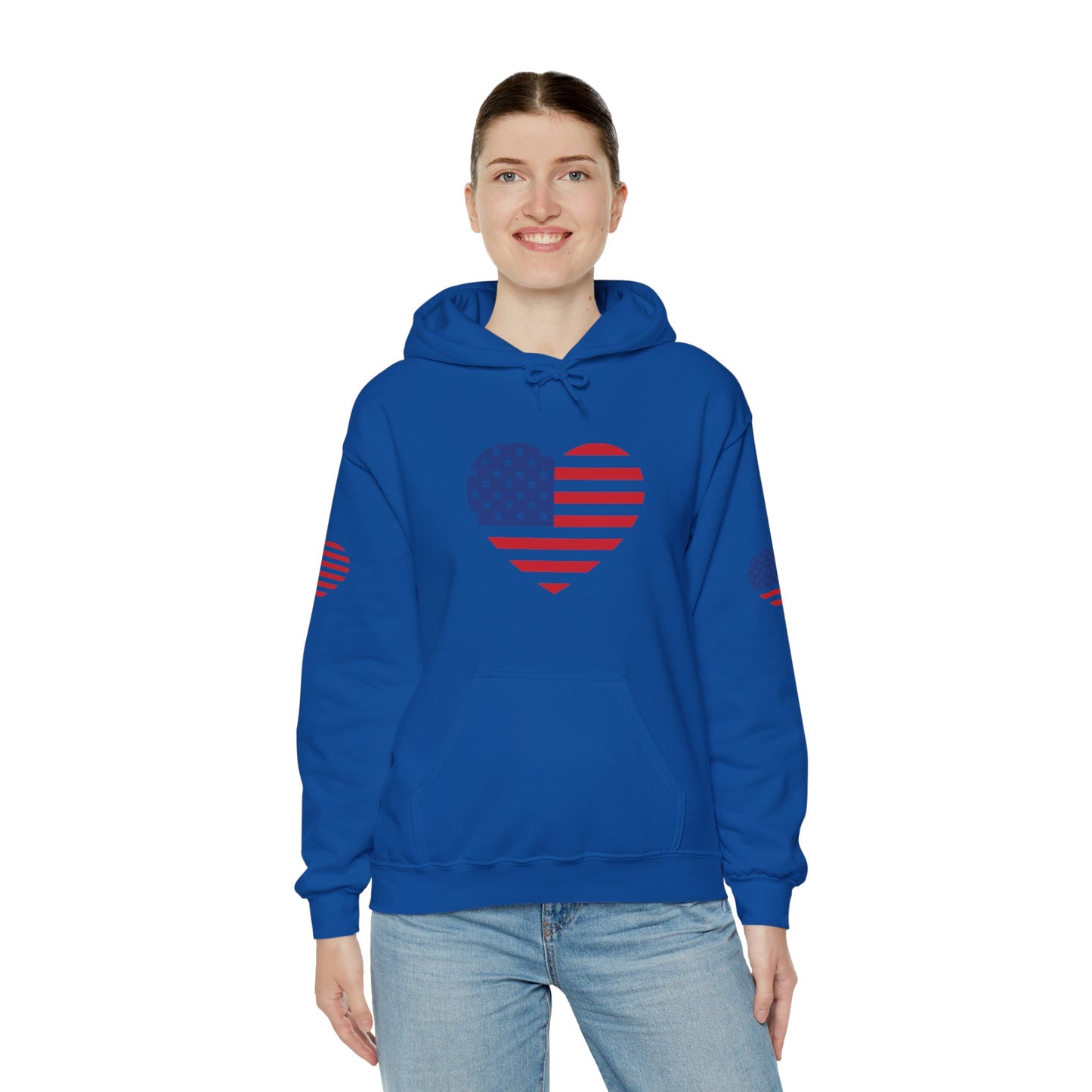 Princess Grace Patriotic Heart Design Unisex Hoodie Perfect for Holidays and Celebrations