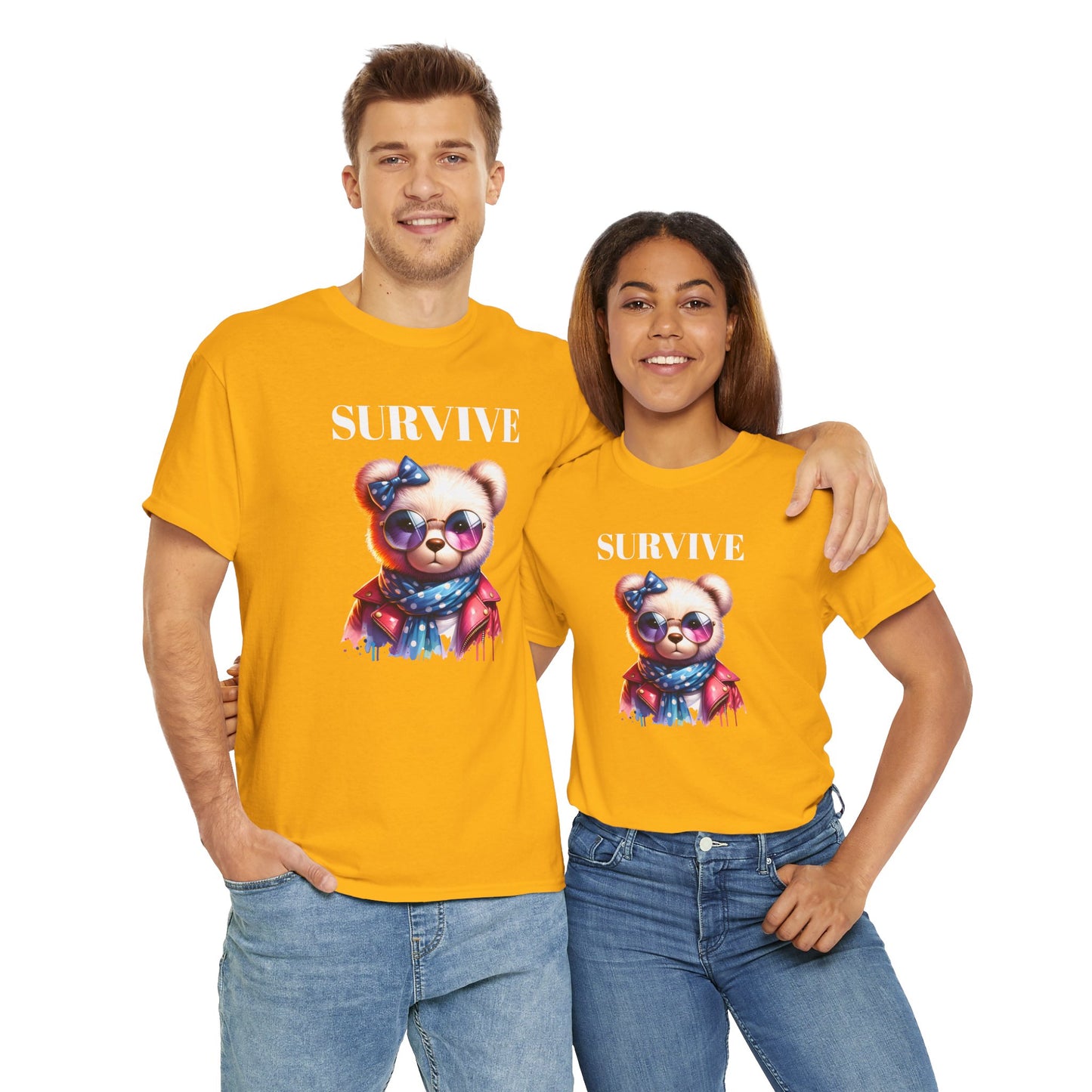 Princess Grace Cute Panda Illustration "Survive" Unisex Heavy Cotton Tee