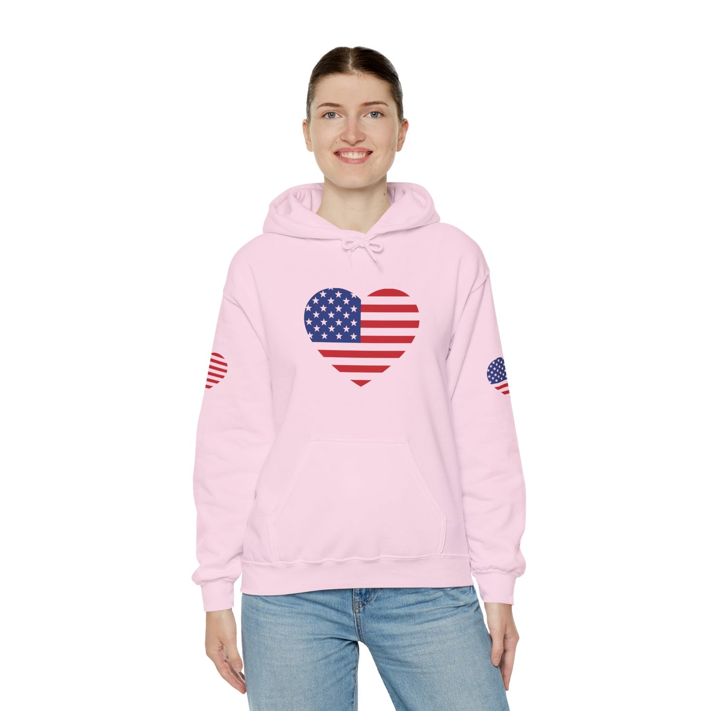 Princess Grace Patriotic Heart Design Unisex Hoodie Perfect for Holidays and Celebrations