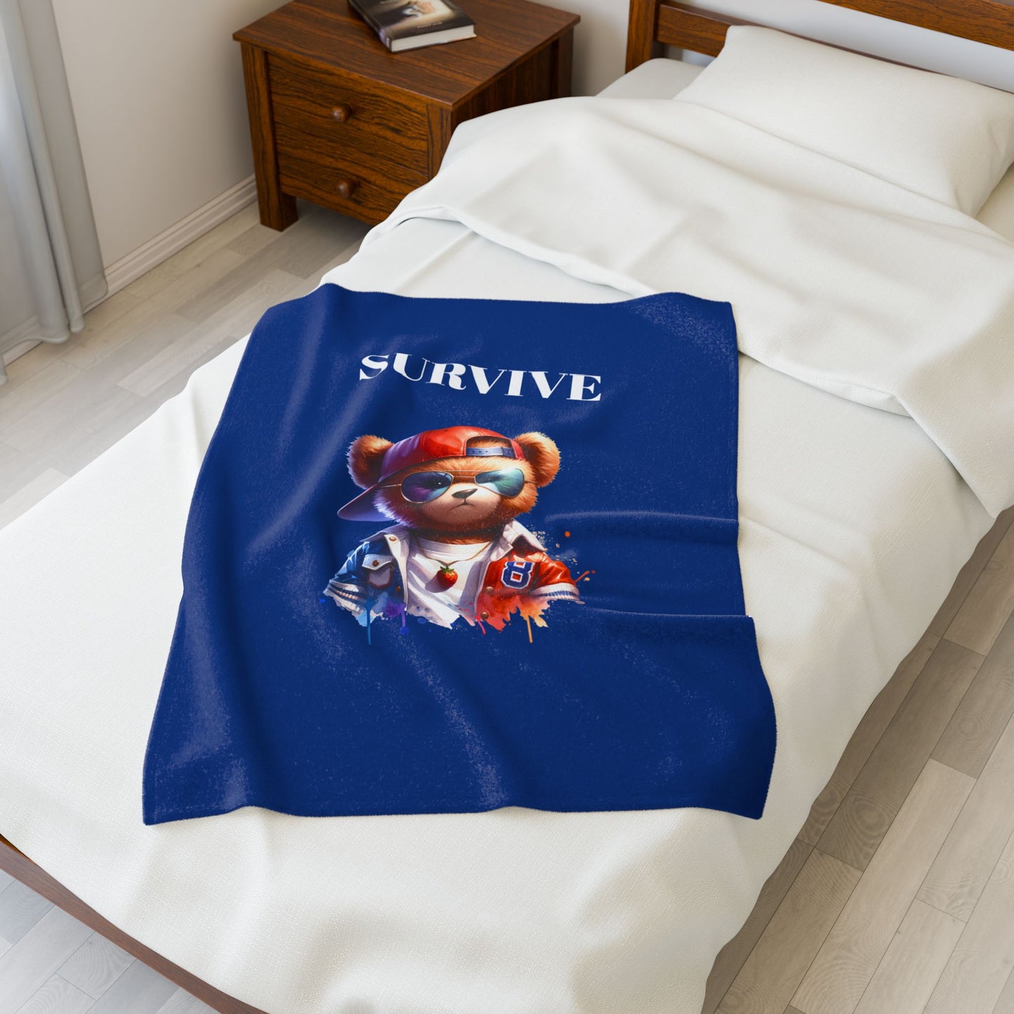 Princess Grace Survive Teddy Bear Velveteen Plush Blanket