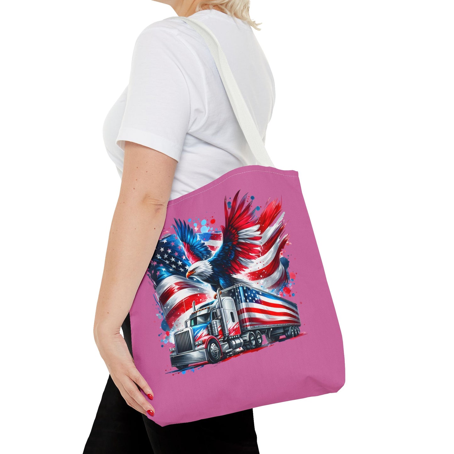 Princess Grace Patriotic Eagle Truck Tote Bag American Flag Design for Truck Enthusiasts