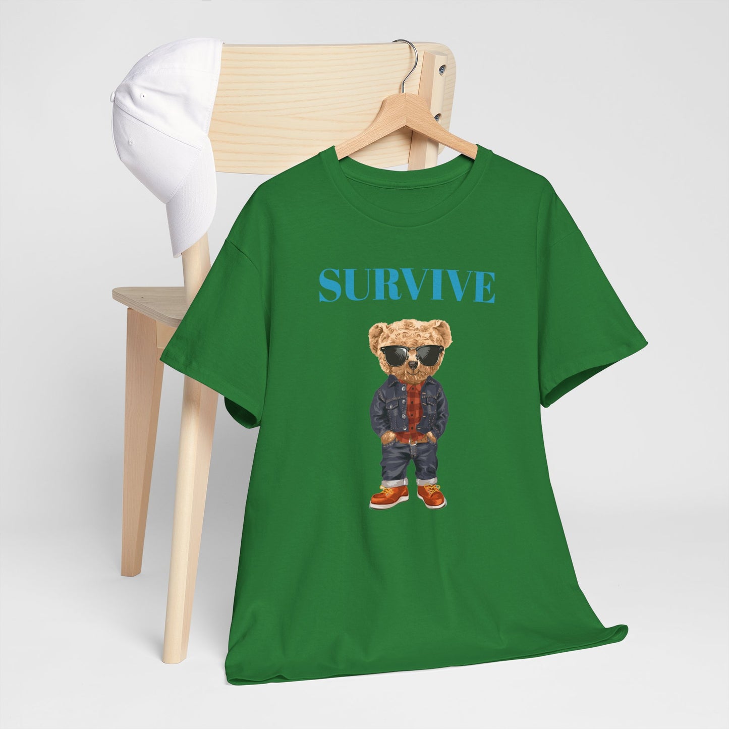 Princess Grace Cool Bear Graphic Tee 'SURVIVE' Unisex Heavy Cotton Shirt
