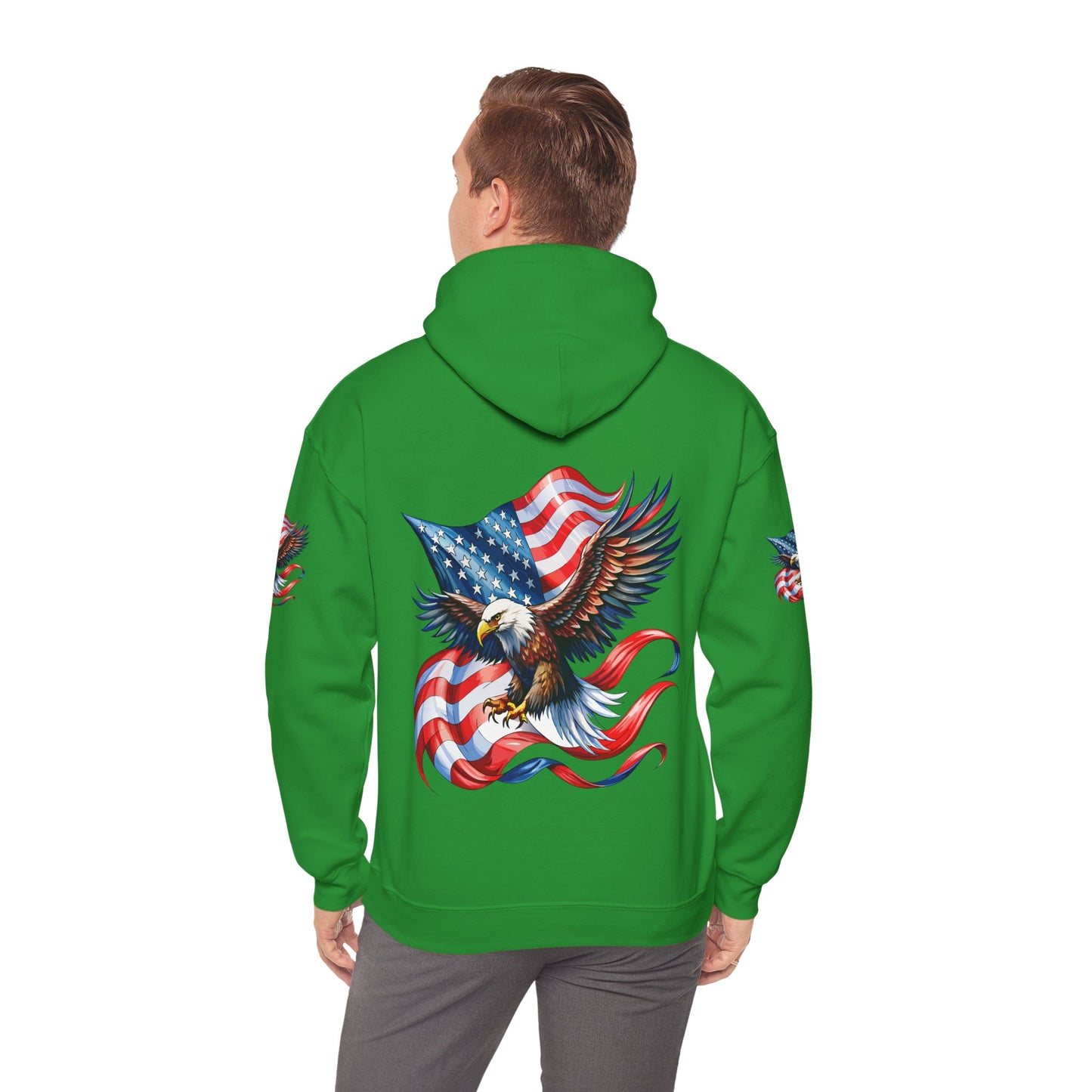 Princess Grace Patriotic Eagle Hoodie Unisex Heavy Blend Sweatshirt with American Flag Design