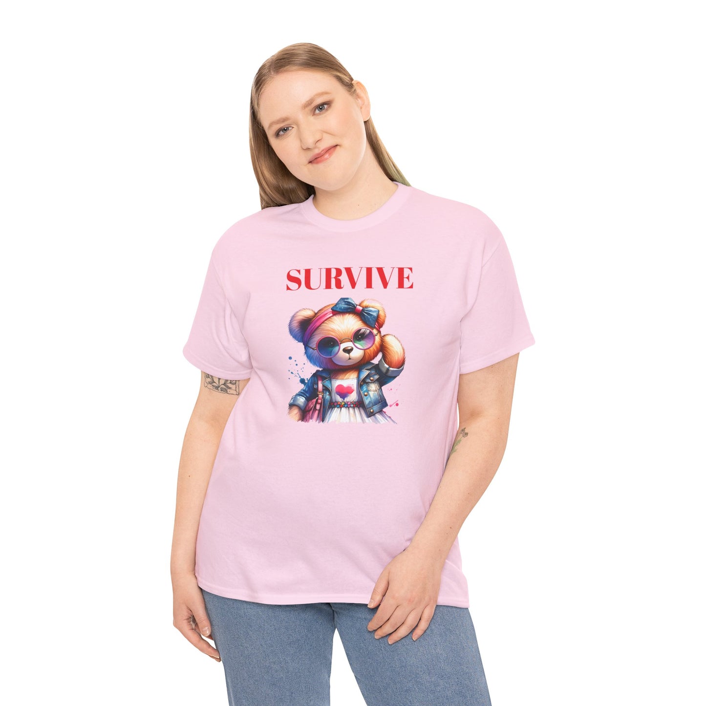 Princess Grace Survive Vibe Unisex Heavy Cotton Tee Fun and Edgy Graphic Tee for Casual Wear