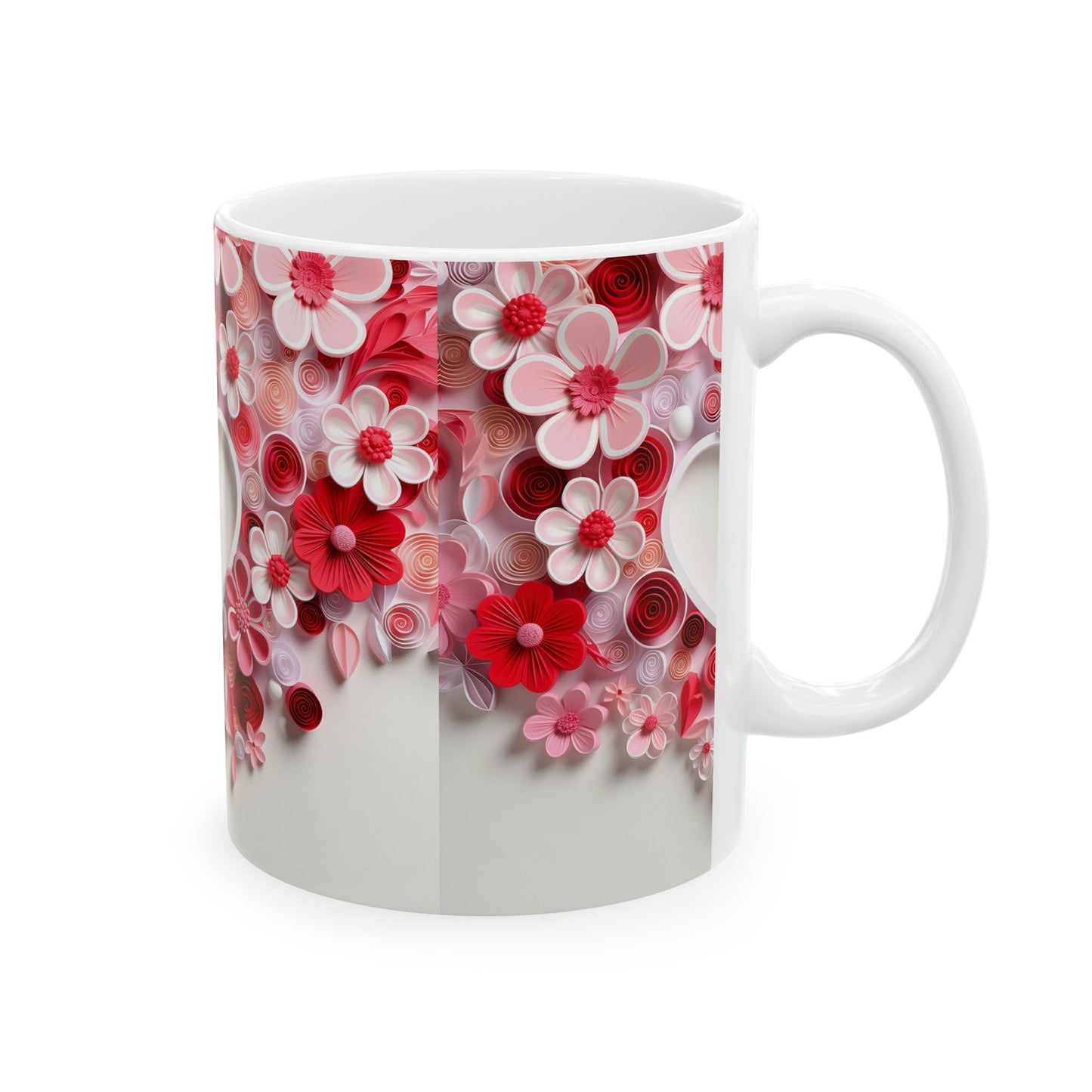 Princess Grace Romantic Floral Ceramic Mug Heart Design, Perfect for Valentine's Day & Every Coffee Lover