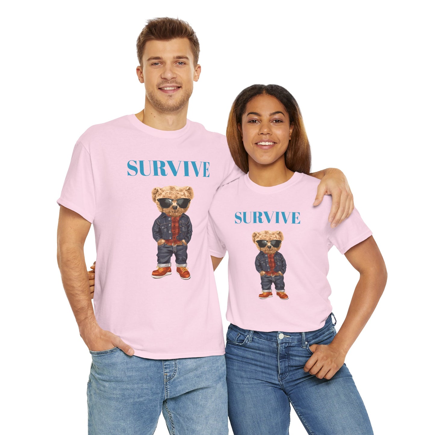 Princess Grace Cool Bear Graphic Tee 'SURVIVE' Unisex Heavy Cotton Shirt