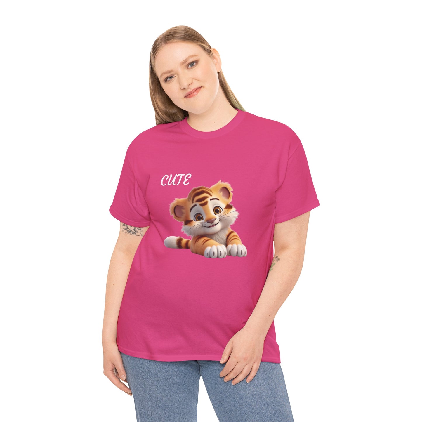 Princess Grace Cute Tiger Graphic Unisex Heavy Cotton Tee Perfect for Animal Lovers