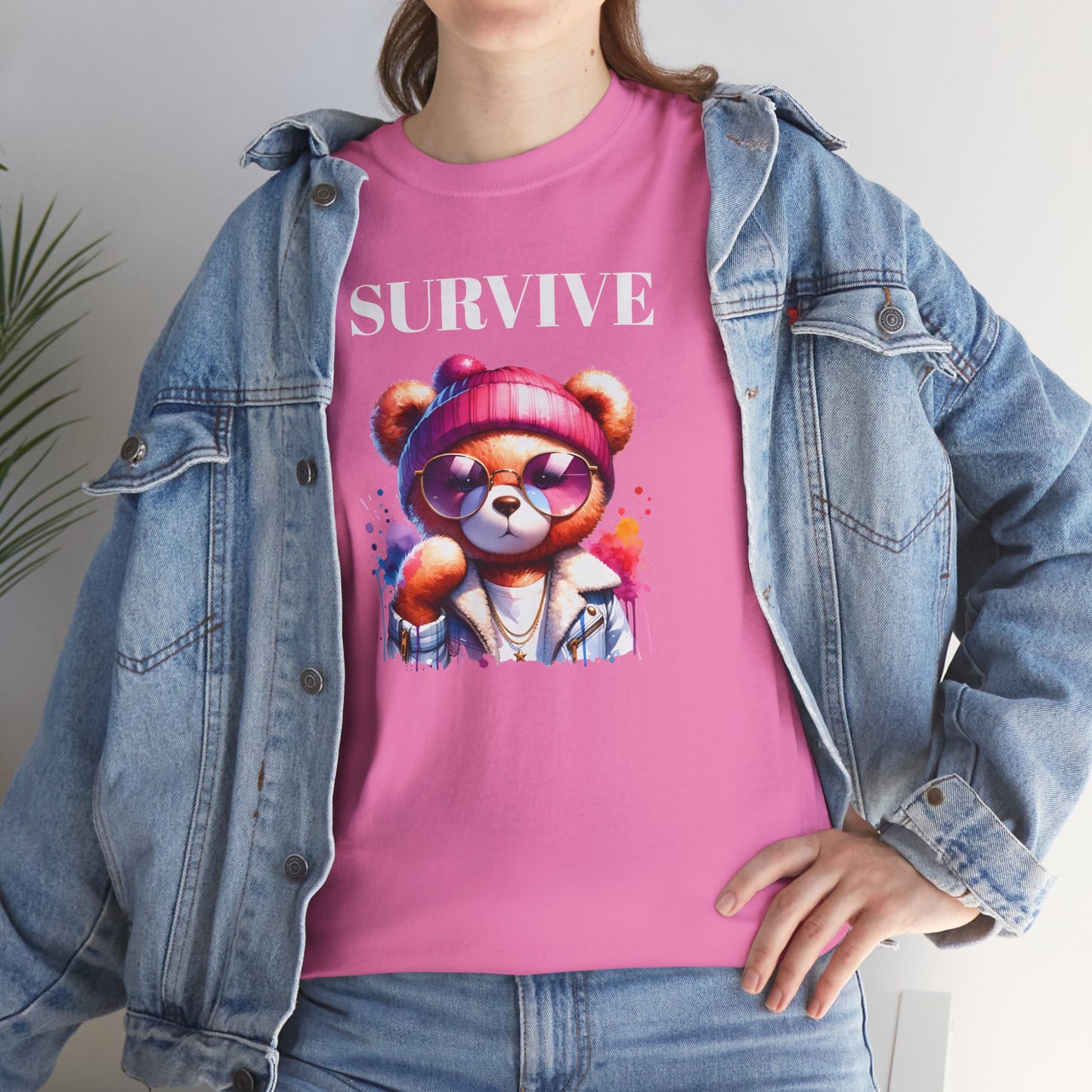 Princess Grace Survive Bear Graphic Tee Unisex Heavy Cotton T-Shirt