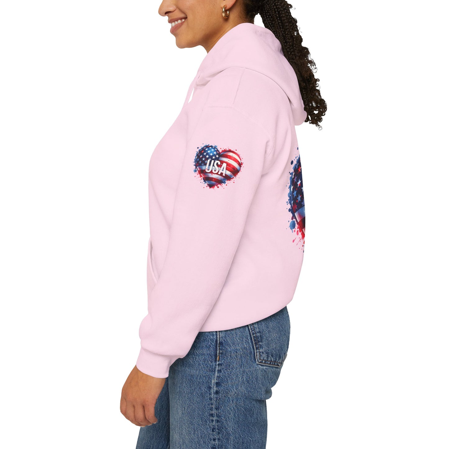 Princess Grace Patriotic Heart Hoodie for USA Lovers Unisex Heavy Blend