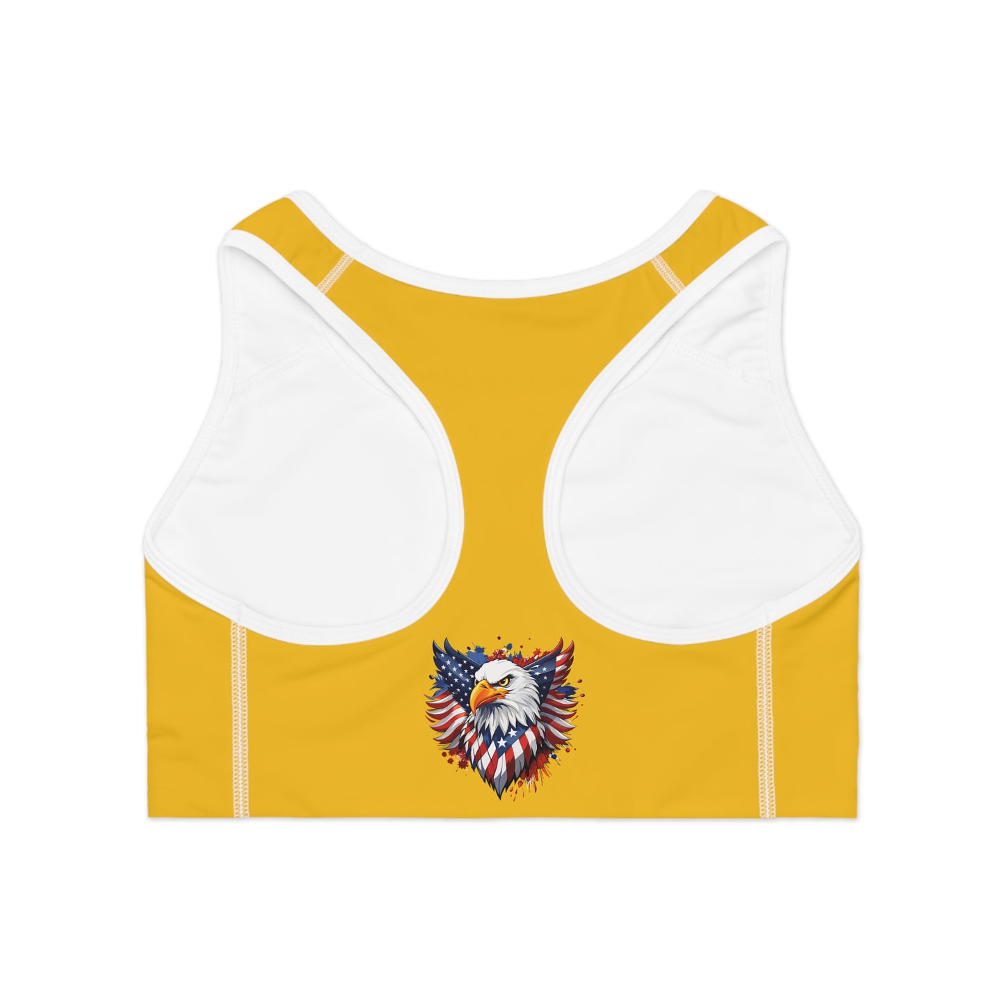 Princess Grace Eagle Pride Sports Bra with American Flag Design