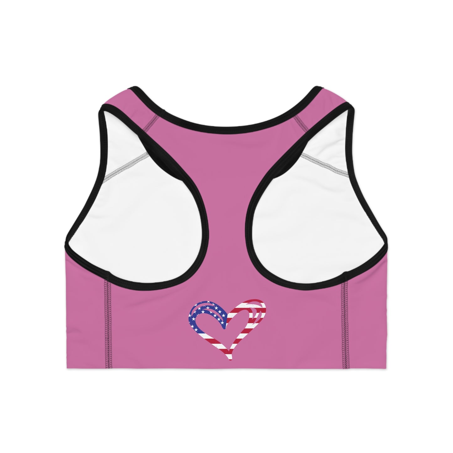 Princess Grace Patriotic Heart Sports Bra Ideal for Fitness and Celebrations