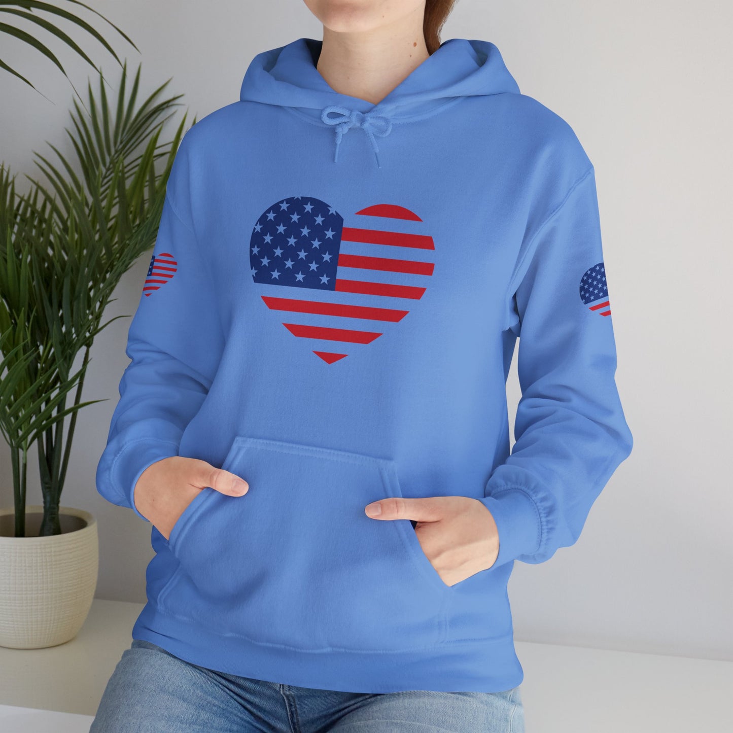 Princess Grace Patriotic Heart Design Unisex Hoodie Perfect for Holidays and Celebrations
