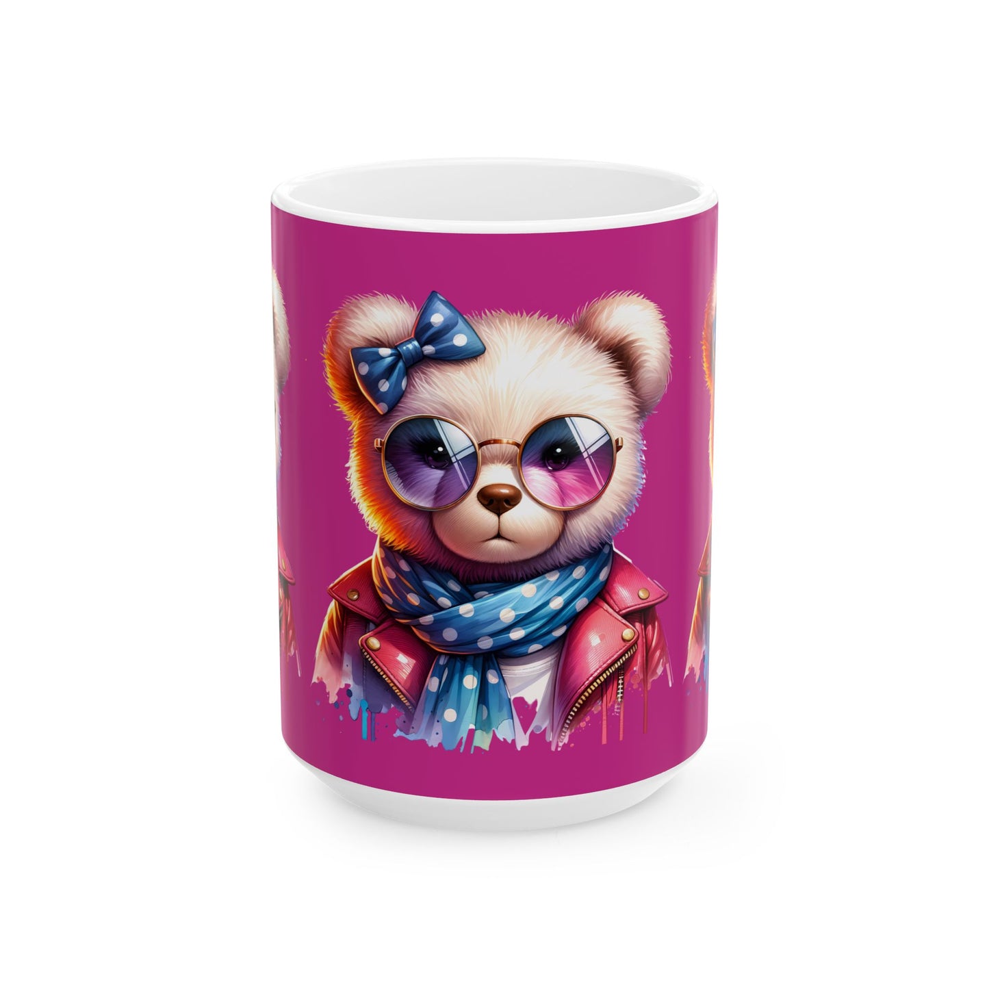 Princess Grace Trendy Bear Ceramic Mug with Sunglasses Cute 11oz & 15oz Drinkware