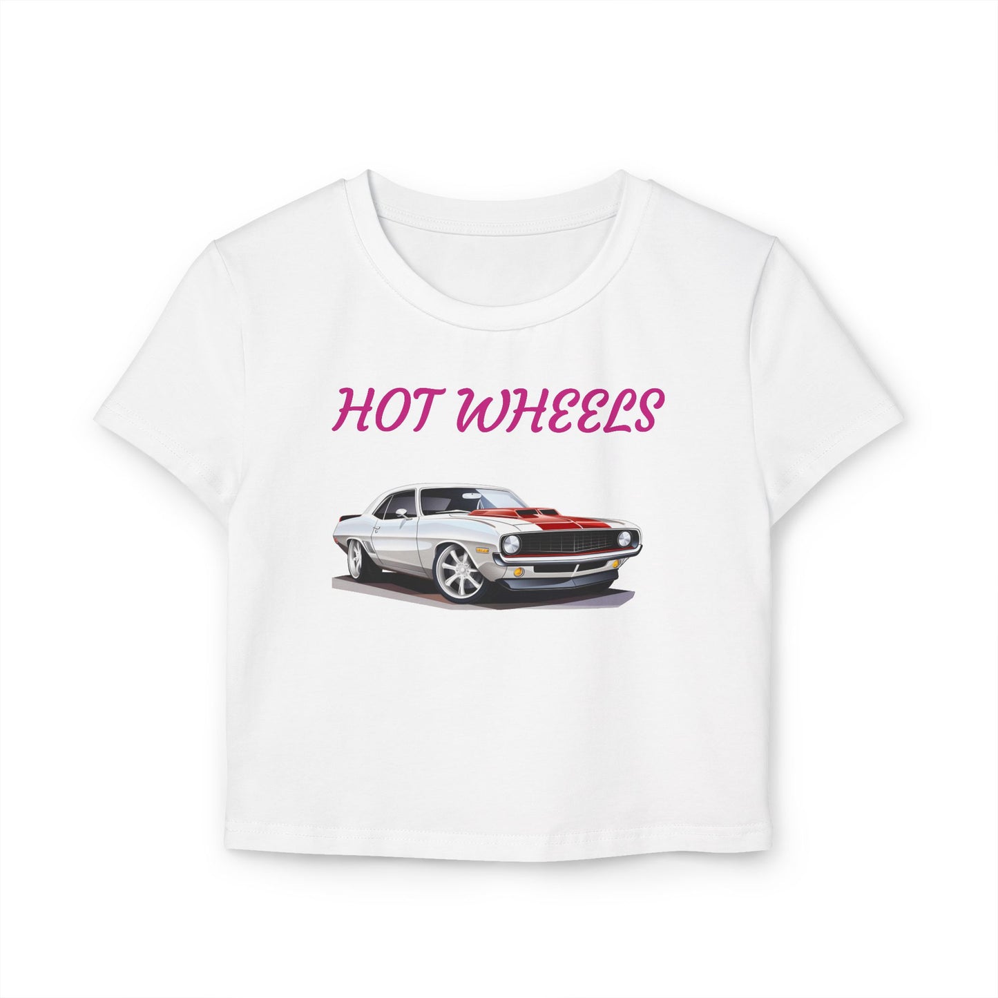 Princess Grace Hot Wheels Women's Baby Tee Vintage Car Graphic Tee for Car Enthusiasts