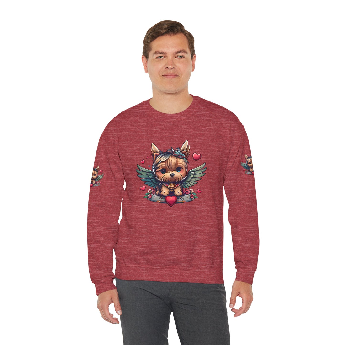 Princess Grace Cute Yorkie Wings Crewneck Sweatshirt Perfect Gift for Dog Lovers