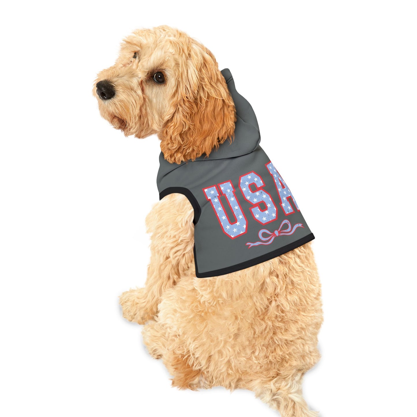 Princess Grace USA Stars & Stripes Pet Hoodie Stylish Dog Sweater for Festivals & Holidays