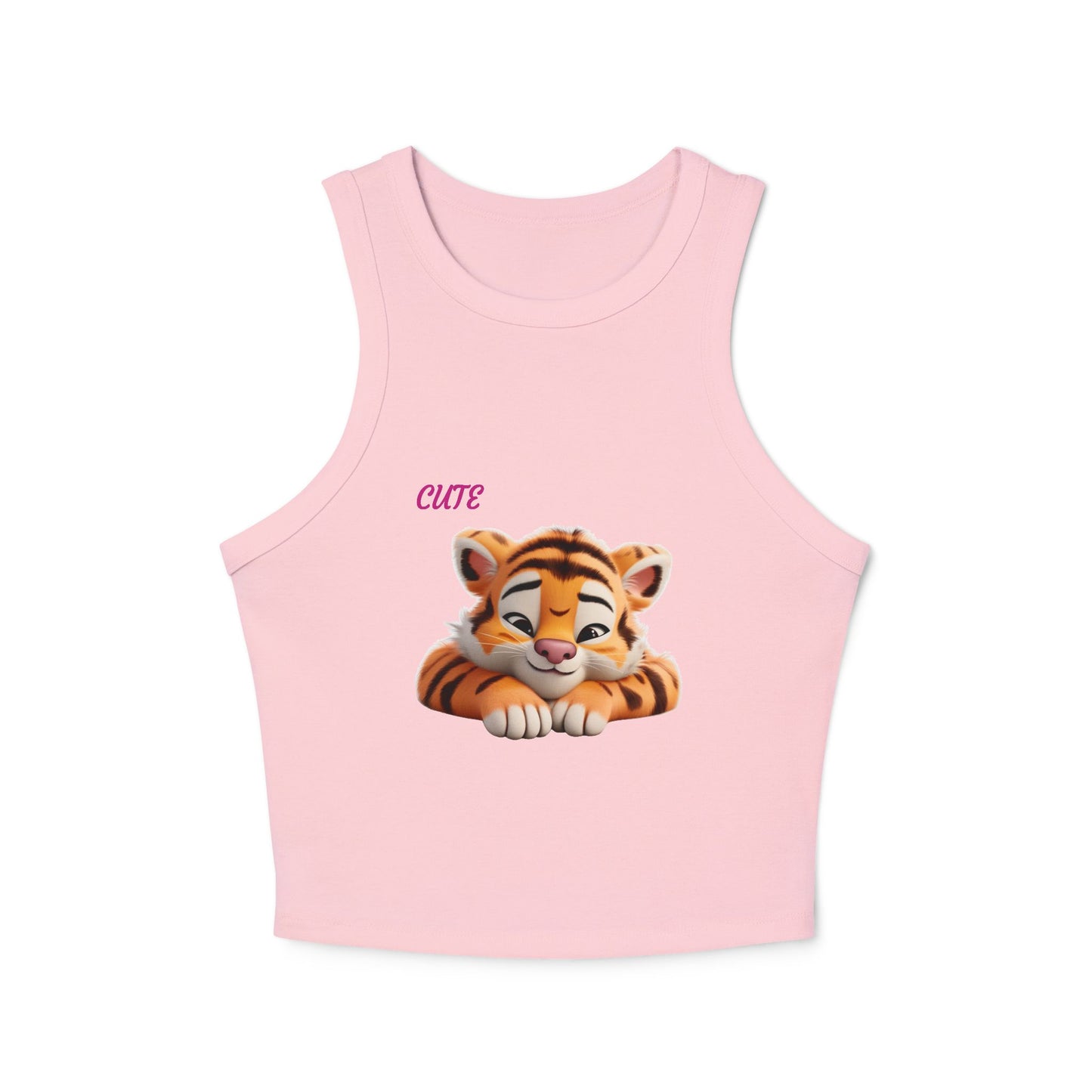 Princess Grace Cute Tiger Women's Micro Rib Racer Tank Top Fun & Playful Summer Wear